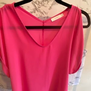 Lush cold shoulder pink top with a v-neck ladies